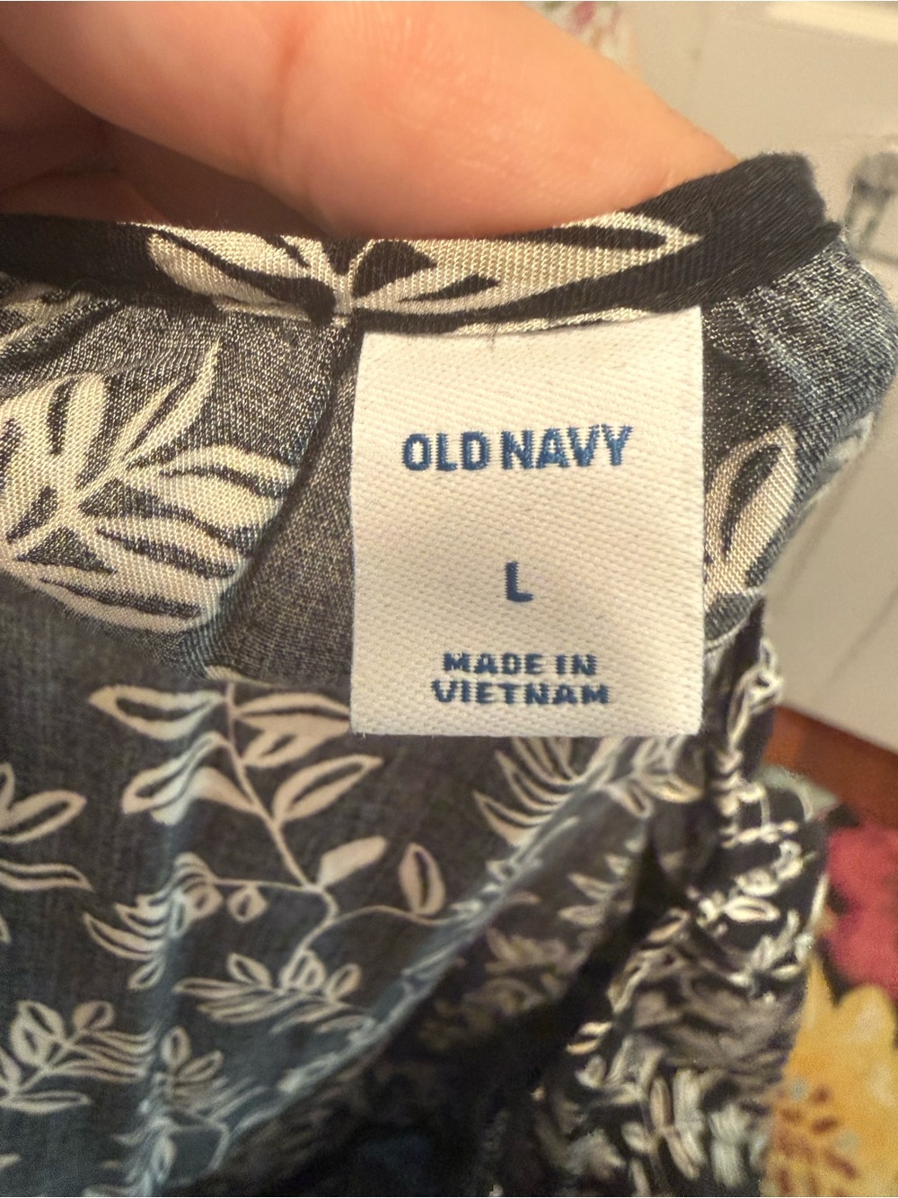 Old Navy Black Maxi Dress with White Leaf Print - Picture 3 of 6